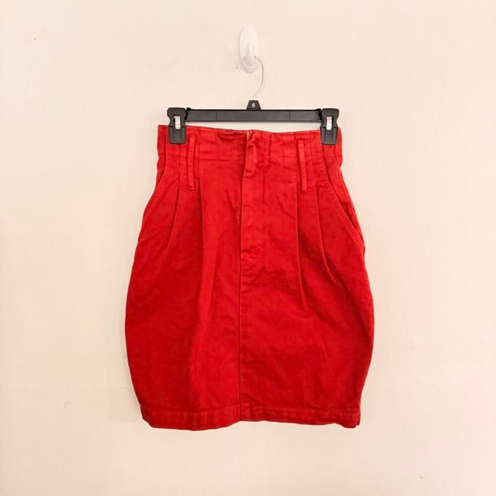 VINTAGE Retro 90s Rust Red Paris Blues High Waist Pencil Skirt Size 5